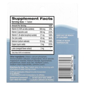 Viên uống bổ mắt Ocuvite Eye Vitamin & Mineral Supplement Lutein & Antioxidants 60 viên 3 Thành phần vi chất của Ocuvite Eye Vitamin & Mineral Supplement Lutein & Antioxidants 60 Tablets 324208387603