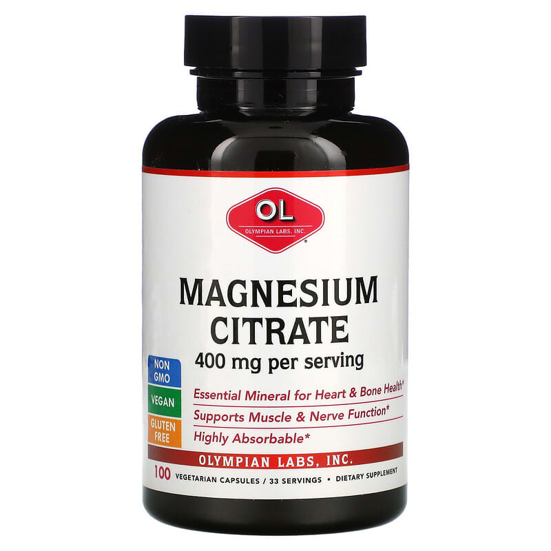 Viên uống Magie Citrate 133 mg 100 viên thực vật của Olympian Labs 10 olympian labs magnesium citrate 133 mg 100 vegetarian capsules 9701 710013003966