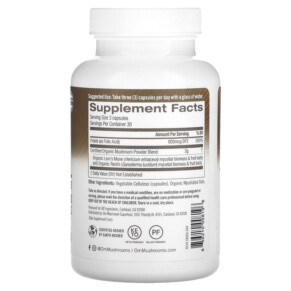 Thành phần vi chất của Om Mushrooms Brain Fuel 2.000 mg 90 Vegetable Capsules 856210008196