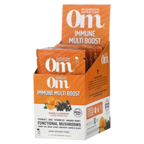 Thực phẩm bổ sung Om Mushrooms Immune Multi Boost Orange & Elderberry Juice Drink Mix 10 Packets 0.53 oz (15 g) Each 850011996034