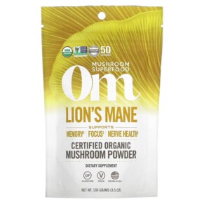Thực phẩm bổ sung Om Mushrooms Lion's Mane Certified Organic Mushroom Powder 3.5 oz (100 g) 892392002096