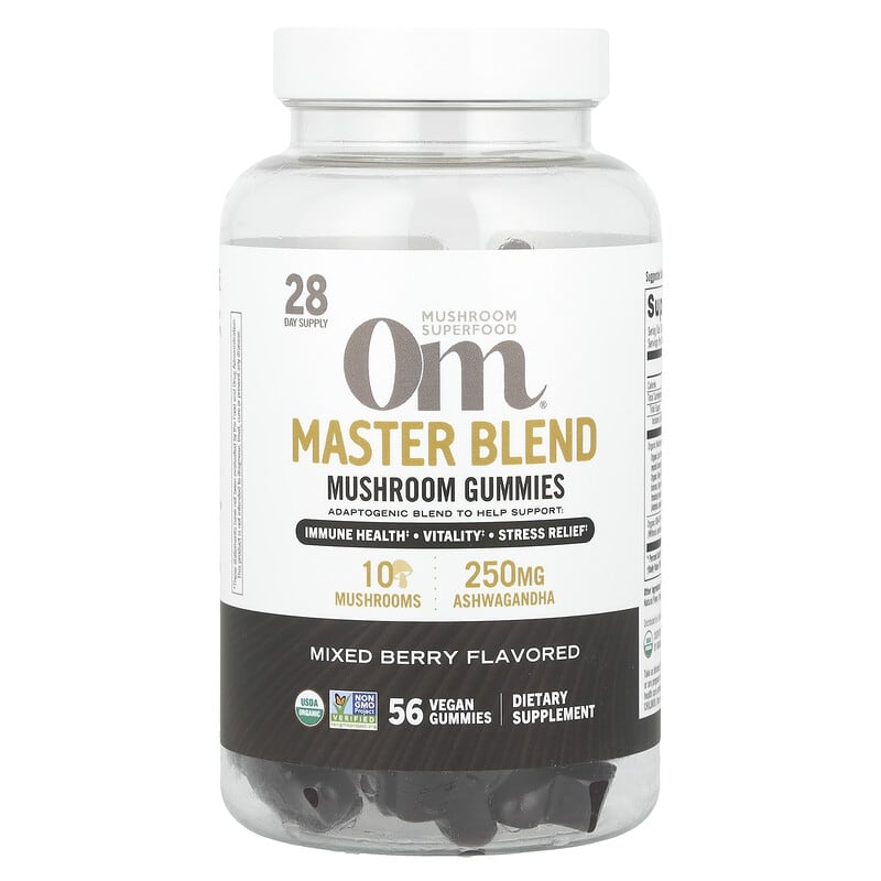 Om Mushrooms, Master Blend, Mushroom Gummies, Mixed Berry, 56 viên nhai 850030553836