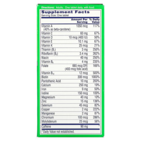 Viên uống đa vitamin & khoáng chất One-A-Day Energy 50 viên 3 Thành phần vi chất của One-A-Day Energy Multivitamin/ Multimineral Supplement 50 Tablets 016500587002