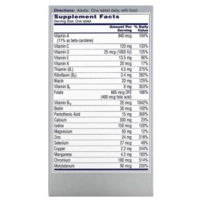 Viên uống bổ sung vitamin One-A-Day Women’s 50+ Complete Multivitamin 65 viên cho nữ trên 50 tuổi 3 Thành phần vi chất của One-A-Day Women’s 50+ Complete Multivitamin 65 Tablets 016500587033