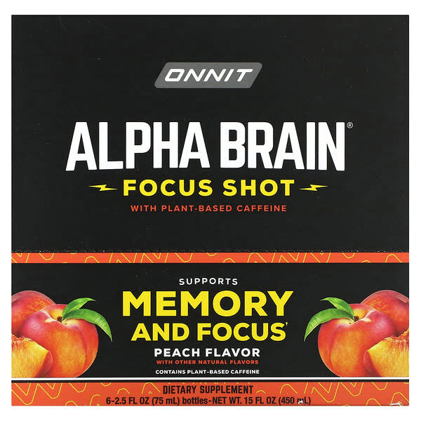 Onnit Alpha Brain Focus Shot Peach 6 chai 2,5 fl oz 75 ml 819444017631