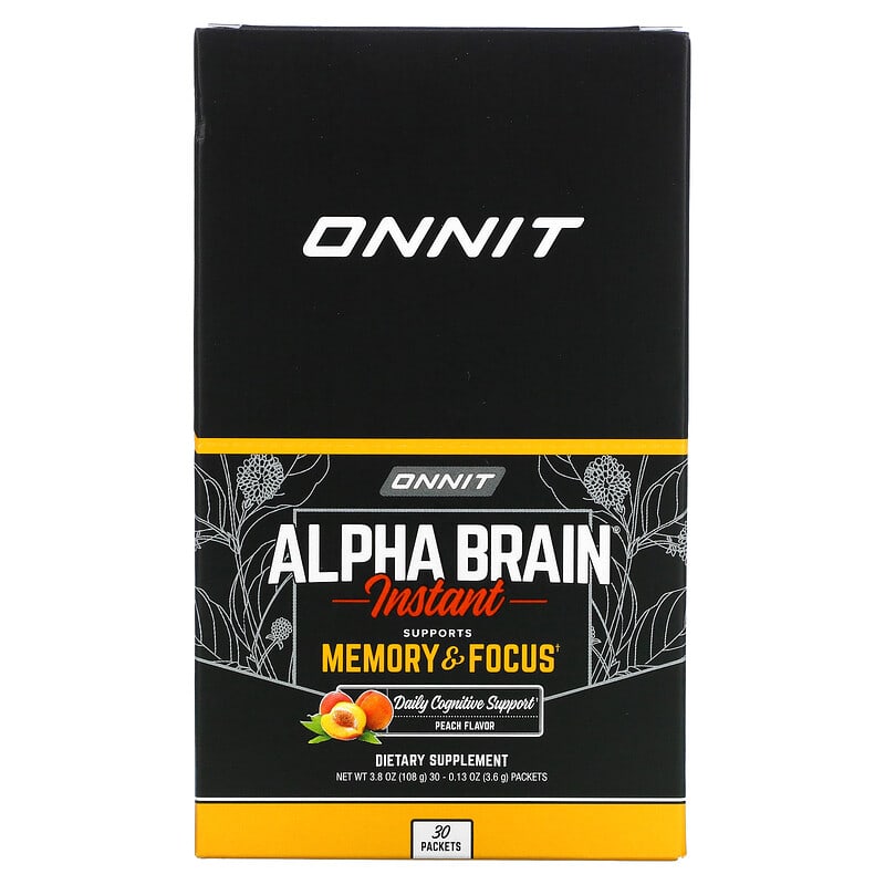 Thành phần vi chất của Onnit Alpha Brain Instant Memory & Focus Peach 30 Packets 0.13 oz (3.6 g) Each 819444014364