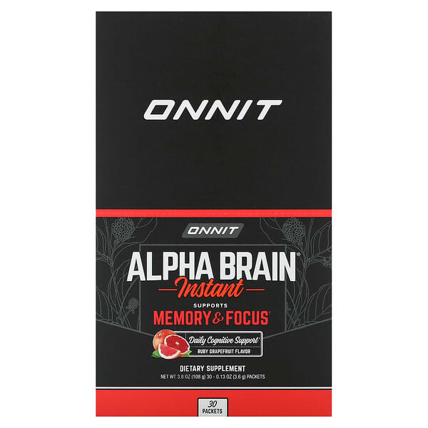 Onnit Alpha Brain Instant Memory & Focus Ruby Grapefruit 30 gói 0,13 oz 3,6 g 819444017266