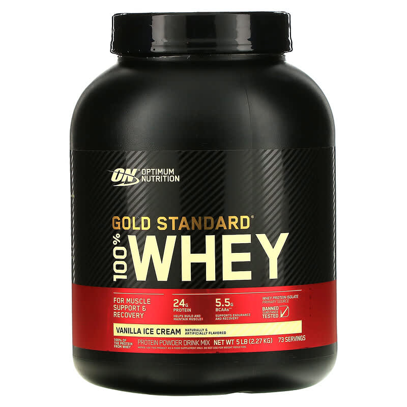 Optimum Nutrition Gold Standard 100% Whey Vanilla Ice Cream 5 lb (2.27 kg) 10 optimum nutrition gold standard 100 whey vanilla ice cream 5 lb 2 27 kg 27514 748927028706