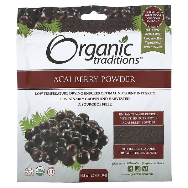 Organic Traditions Acai Berry Powder 3,5 oz 100 g 627733009911