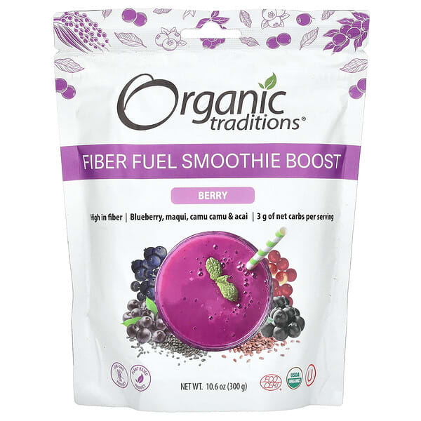 Organic Traditions Fiber Fuel Smoothie Boost Berry 10,6 oz 300 g 627733005302