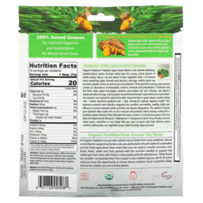 Thành phần vi chất của Organic Traditions Probiotic Super Greens with Turmeric 3.5 oz (100 g) 627733005081