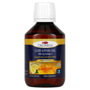 Thực phẩm bổ sung Oslomega Cod Liver Oil 960 mg Omega-3 Natural Lemon Flavor 6.7 fl oz (200 ml) 898220013906