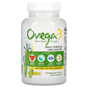 Thực phẩm bổ sung Ovega-3 Plant Based Omega-3 DHA + EPA 500 mg 90 Vegetarian Softgels 092961020210