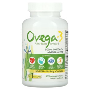 Thực phẩm bổ sung Ovega-3 Vegan Omega-3 DHA + EPA 500 mg 60 Vegetarian Capsules 092961020166