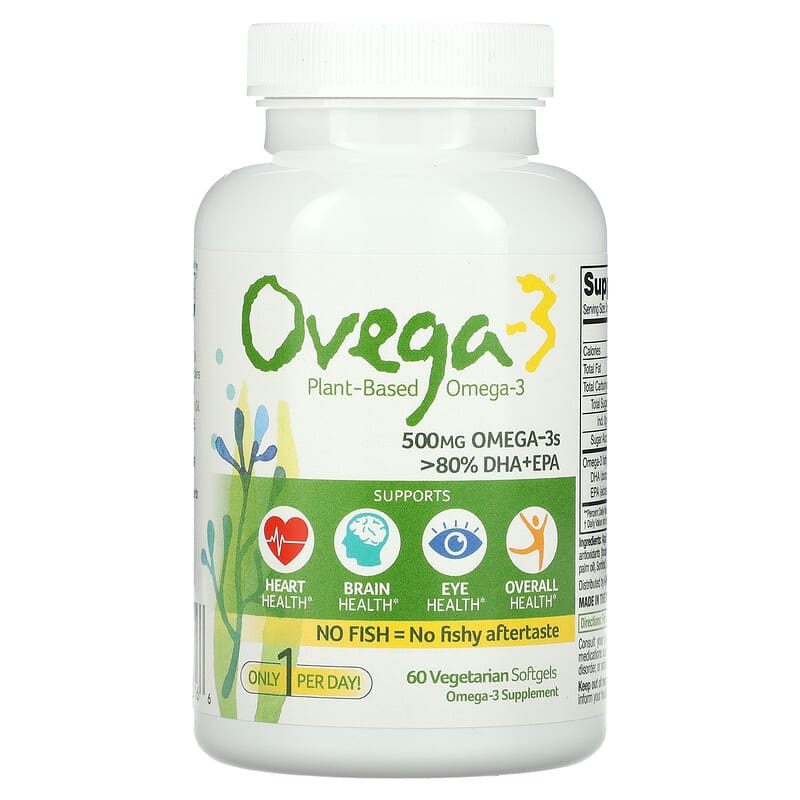 Ovega-3 Omega-3 DHA + EPA 500 mg 60 viên nang chay của Ovega-3 10 ovega 3 vegan omega 3 dha epa 500 mg 60 vegetarian capsules 41142 092961020166