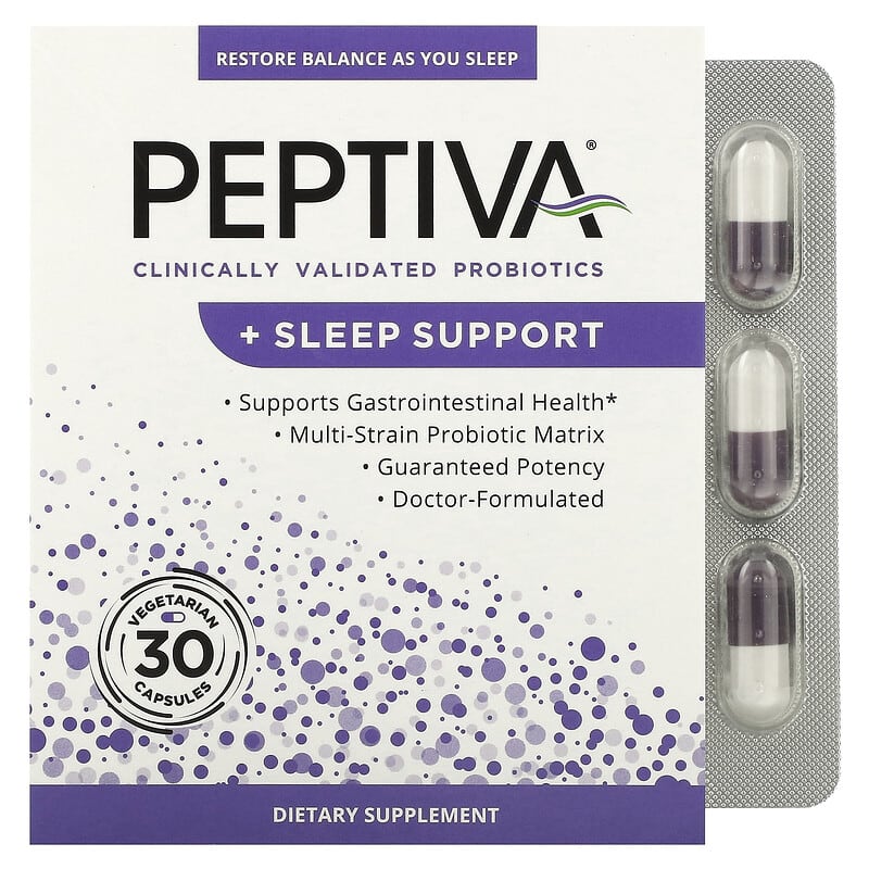 Peptiva Probiotics Hỗ Trợ Giấc Ngủ Đã Được Kiểm Định Lâm Sàng 30 viên chay 10 peptiva clinically validated probiotics sleep support 30 vegetarian capsules 101997 855710002512