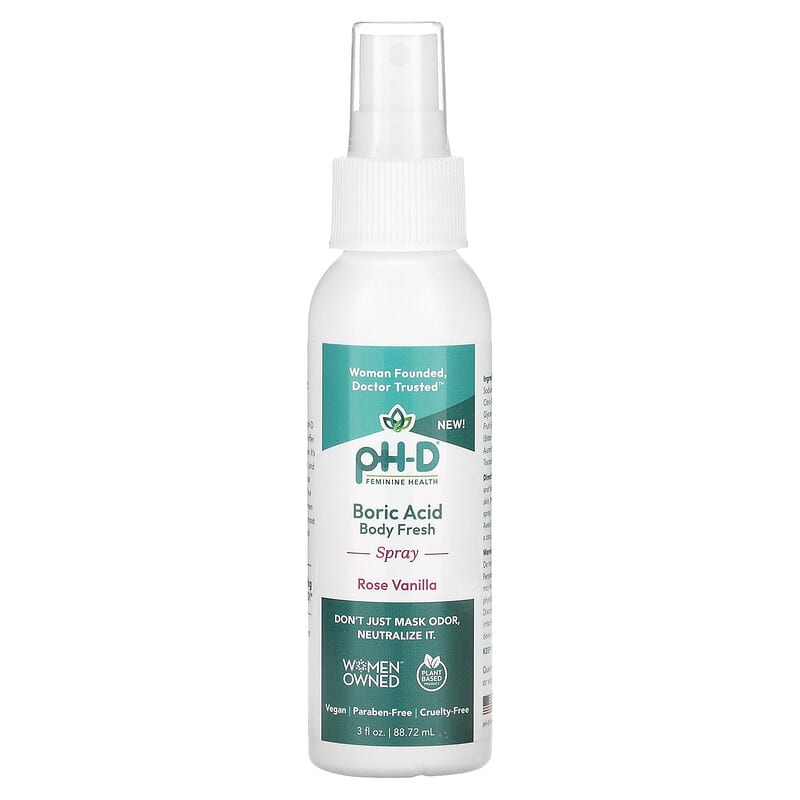 Xịt Khử Mùi Phụ Nữ pH-D Boric Acid Hương Hoa Hồng Vanila 88,72 ml 10 ph d feminine health boric acid body fresh spray rose vanilla 3 fl oz 88 72 ml 132423 349597001251