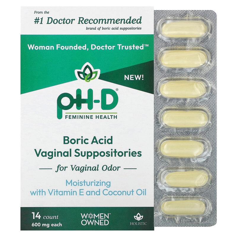 Viên đặt âm đạo pH-D Feminine Health Boric Acid 600 mg 14 viên hỗ trợ sức khỏe phụ nữ 10 ph d feminine health boric acid vaginal suppositories 600 mg 14 count 134122 349597001350