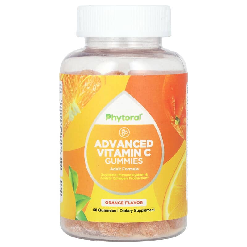 Kẹo dẻo Vitamin C Phytoral hương cam, 60 viên nhai 10 phytoral advanced vitamin c gummies orange 60 gummies 139329 850019770391