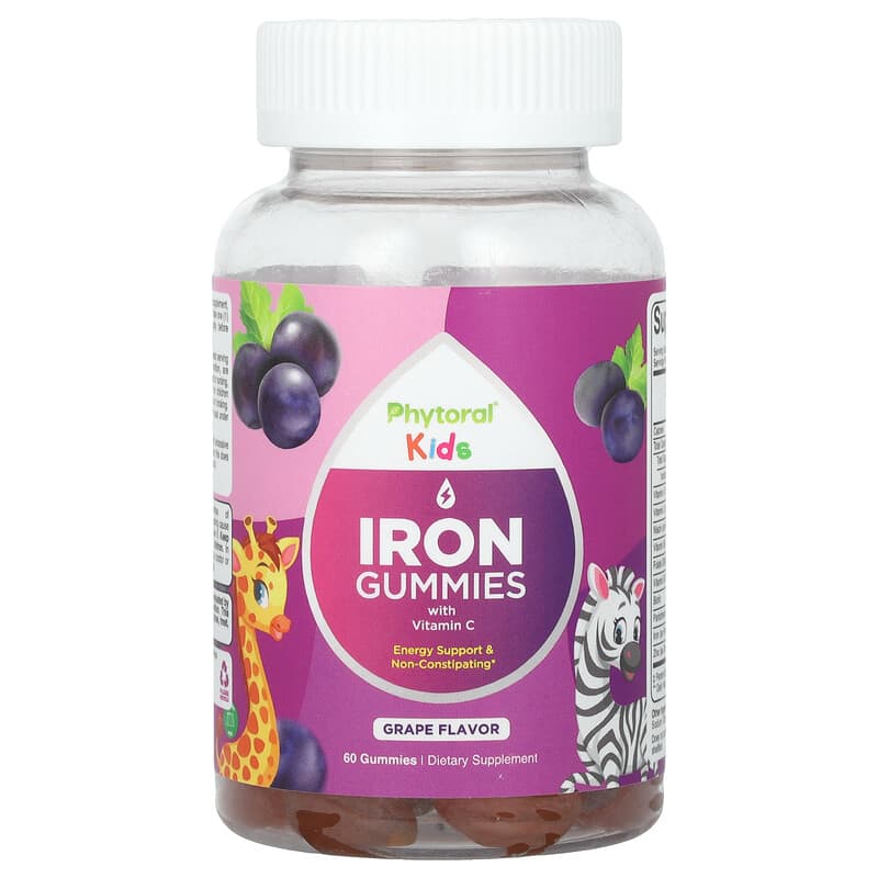 Phytoral, Kids, Iron Gummies with Vitamin C, Grape, 60 viên nhai 850019770865