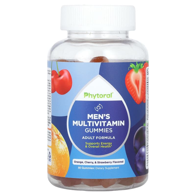 Phytoral, Men's Multivitamin Gummies, Orange, Cherry & Strawberry, 90 viên nhai 850019770889