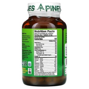 Thành phần vi chất của Pines International Wheat Grass 500 mg 250 Tablets 043952000025