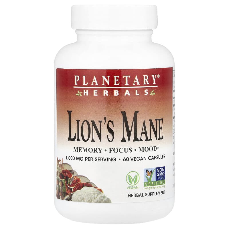 Planetary Herbals, Lion's Mane, 1.000 mg, 60 viên (500 mg/viên) 021078107804