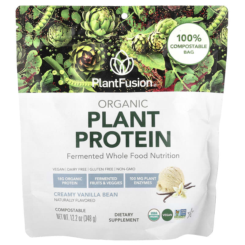 PlantFusion, Organic Plant Protein, Creamy Vanilla Bean, 12,2 oz (348 g) 840052400997