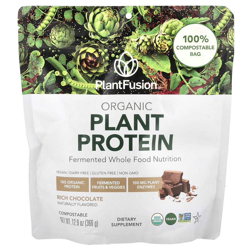 PlantFusion, Organic Plant Protein, Rich Chocolate, 12,9 oz (366 g) 840052400980