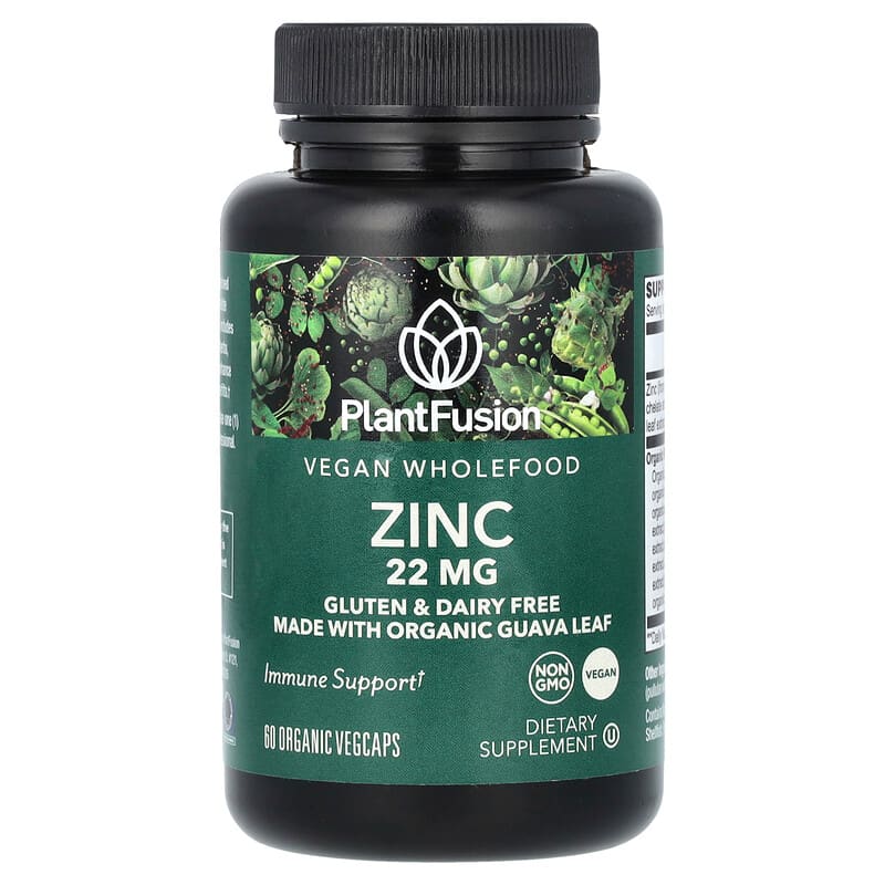 PlantFusion, Vegan Wholefood, Zinc, 22 mg, 60 Organic viên 840052400966