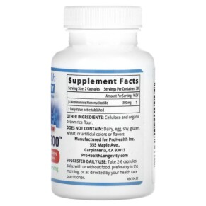 Thành phần vi chất của ProHealth Longevity NMN Pro 300 Enhanced Absorption 150 mg 60 Capsules 850023410009