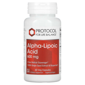 Thực phẩm bổ sung Protocol for Life Balance Alpha-Lipoic Acid 600 mg 60 Veg Capsules 707359130463