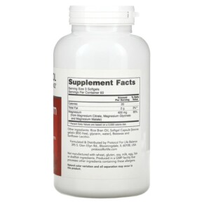 Protocol for Life Balance Magnesium Citrate 180 viên mềm 3 Thành phần vi chất của Protocol for Life Balance Magnesium Citrate 180 Softgels 707359112988