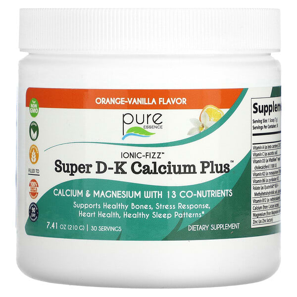 Pure Essence Ionic-Fizz Super D-K Calcium Plus Orange-Vanilla 7,41 oz 210 g 659670041068