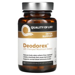 Thực phẩm bổ sung Quality of Life Labs Deodorex with Champex Mushroom Extract 250 mg 60 Vegicaps 812259003103
