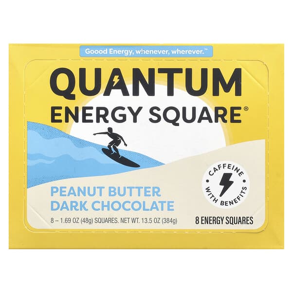 Quantum Energy Square Peanut Butter Dark Chocolate 8 Squares 1,69 oz 48 g 853894007484