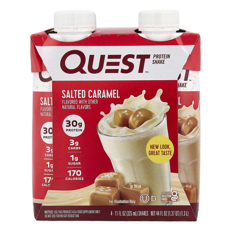 Quest Nutrition, Protein Shake, Salted Caramel, 4 Shakes, 11 fl oz (325 ml) 888849010110