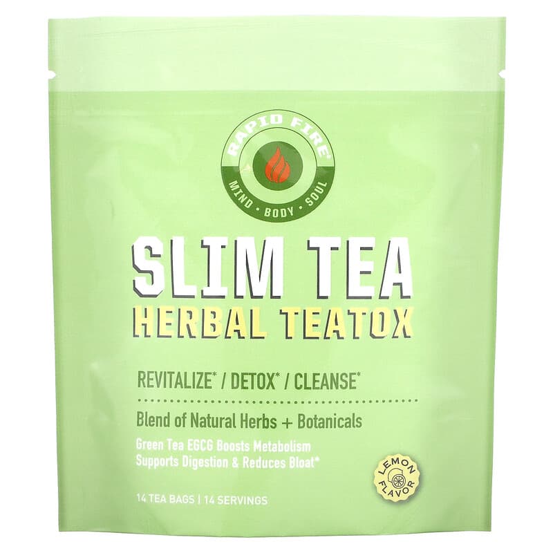Trà thảo mộc RAPIDFIRE SlimTea Herbal Teatox Chanh 14 túi trà 10 rapidfire slimtea herbal teatox lemon 14 tea bags 85756 035046104887