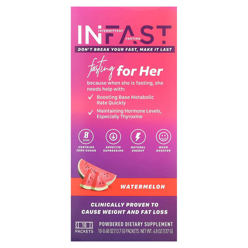 Real Ketones, INFAST, For Her, Watermelon, 10 gói, 0,48 oz (13,7 g) 850039530043