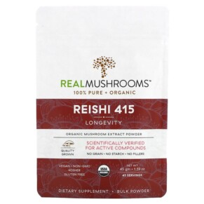 Thực phẩm bổ sung Real Mushrooms Reishi 415 Organic Mushroom Extract Powder 1.59 oz (45 gm) 628110068088