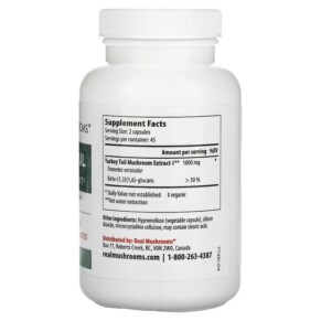 Thành phần vi chất của Real Mushrooms Turkey Tail Mushroom Extract Powder 90 Capsules 628110068071