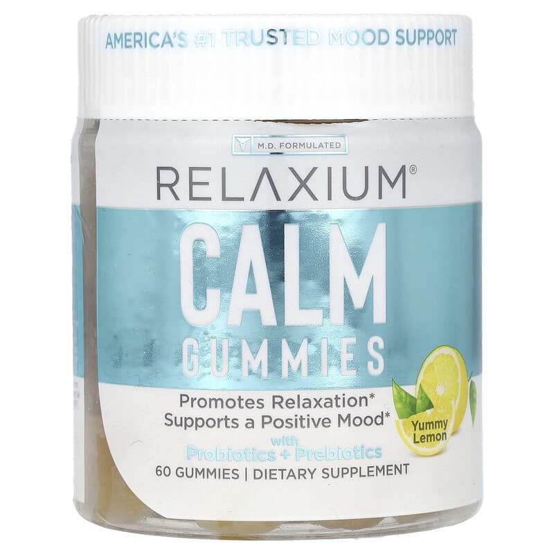 Kẹo Dẻo Giúp Thư Giãn Relaxium, viên nhai Chứa Probiotics và Prebiotics Vị Chanh Ngon, 60 viên 10 relaxium calm gummies with probiotics prebiotics yummy lemon 60 gummies 134214 857431003243