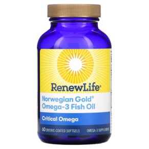 Thực phẩm bổ sung Renew Life Critical Omega Norwegian Gold Omega-3 Fish Oil 60 Enteric-Coated Softgels 631257155795