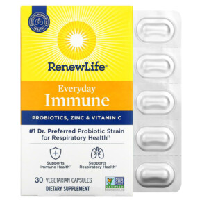 Thực phẩm bổ sung Renew Life Everyday Immune Probiotics Zinc & Vitamin C 30 Vegetarian Capsules 631257122056