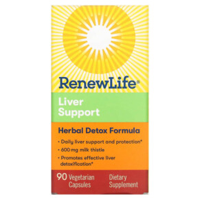 Thực phẩm bổ sung Renew Life Liver Support Herbal Detox Formula 90 Vegetarian Capsules 631257155702
