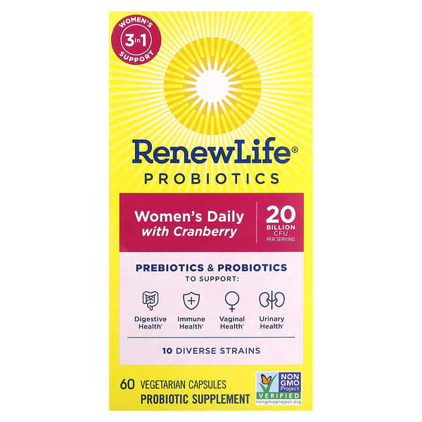 Renew Life Probiotics Women's Daily with Cranberry 20 tỷ CFU 60 viên chay 631257159847