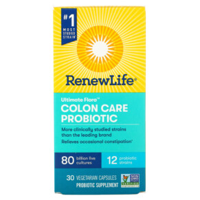 Thực phẩm bổ sung Renew Life Ultimate Flora Colon Care Probiotic 80 Billion Live Cultures 30 Vegetarian Capsules 631257121226