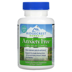 Thực phẩm bổ sung RidgeCrest Herbals Anxiety Free Stress Relief Complex 60 Vegan Capsules 355724003203