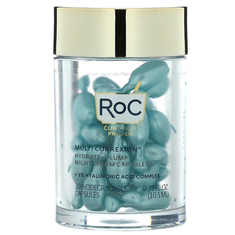 Serum Đêm RoC Multi Correxion Hydrate + Plump Không Mùi 30 viên nang Phân Hủy Sinh Học 10 roc multi correxion hydrate plump night serum capsules fragrance free 30 biodegradable capsules 109068 840103210346
