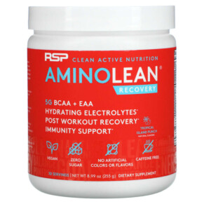 Thực phẩm bổ sung RSP Nutrition AminoLean Recovery Tropical Island Punch Caffeine Free 8.99 oz (255 g) 850019469547